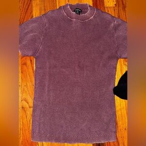 Purple Ribbed Short Sleeve Top